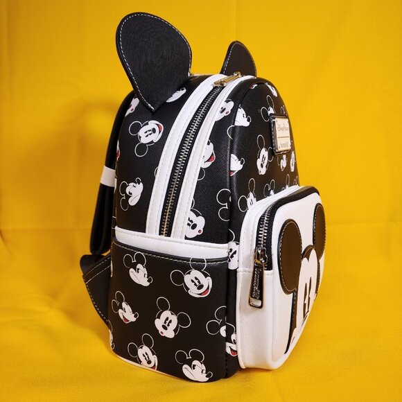 Loungefly Disney Parks Mickey Mouse AOP Faces Expressions Ears Mini Backpack NEW main image 11